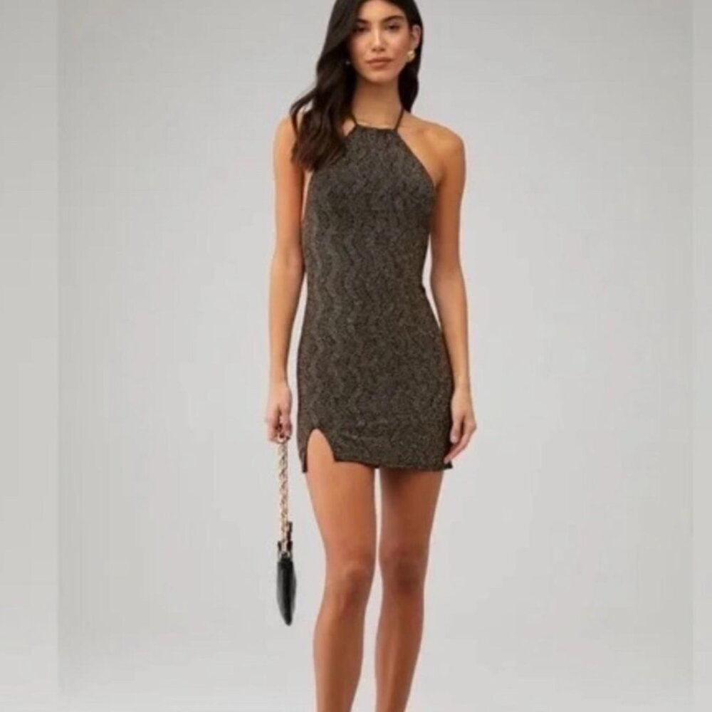 Show Me Your Mumu - casino mini dress in squiggle sparkle knit - SIZE L